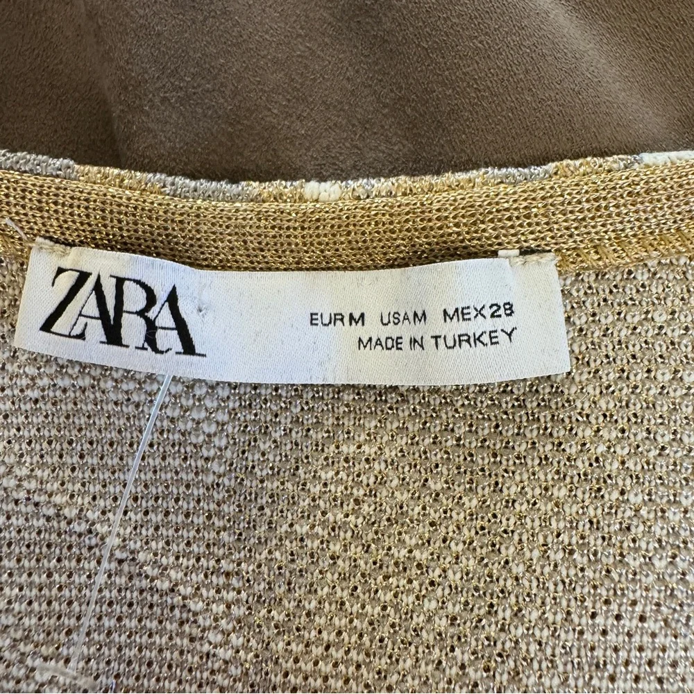 Zara Long Cardigan Coat Coatigan Duster in floral, gold print NWOT Size M - Picture 14 of 14